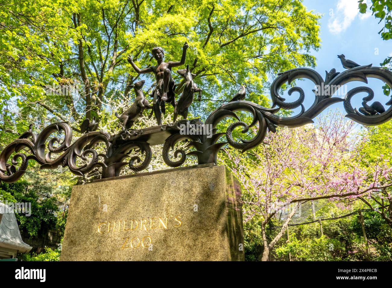 The Lehman Gates are a Bronze Sculptural Landmark at the Children's Zoo in Central Park, New York City, USA  2024 Stock Photo