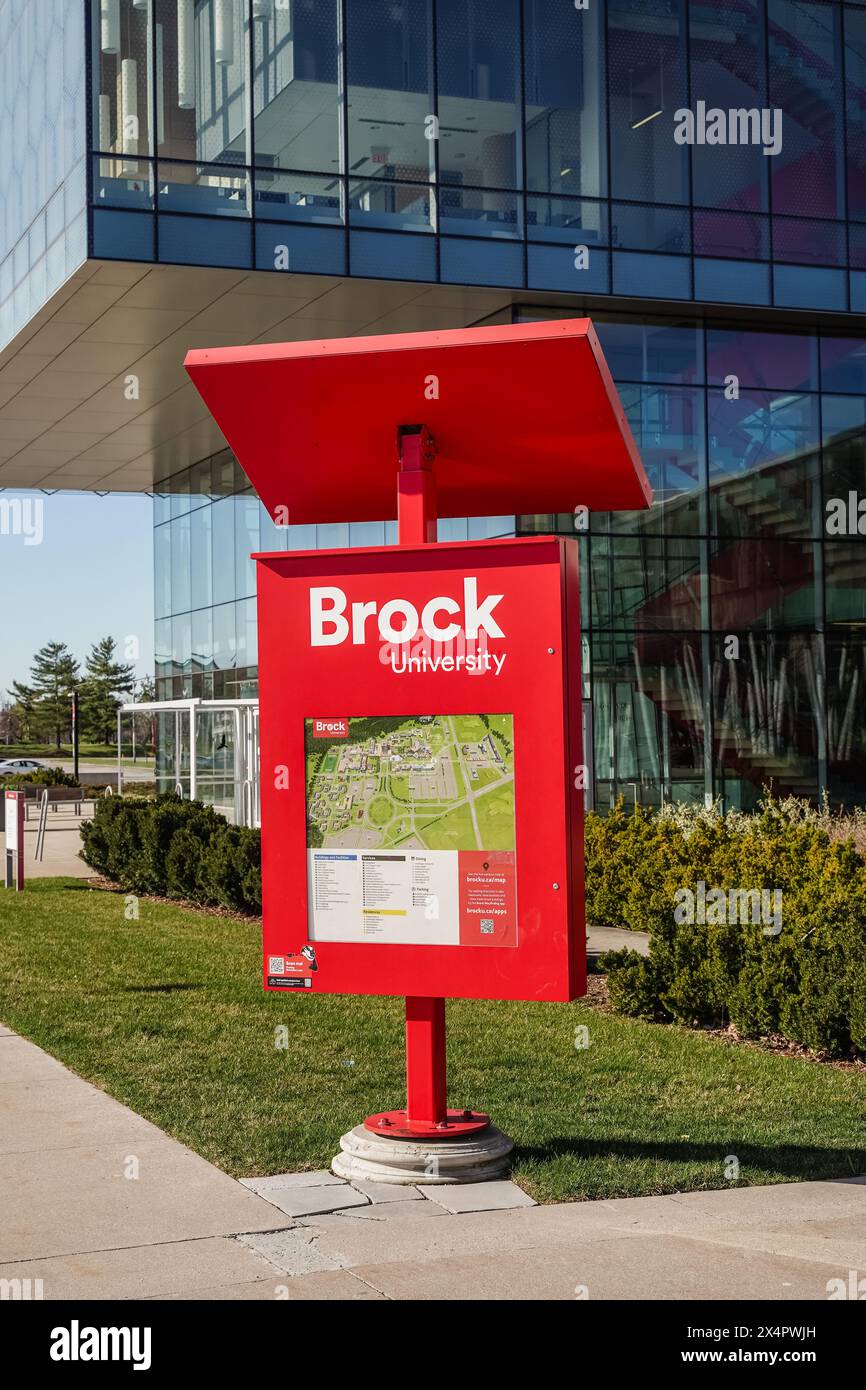 An outdoor campus map at Brock university, St catherine, Ontario, Canada Stock Photo