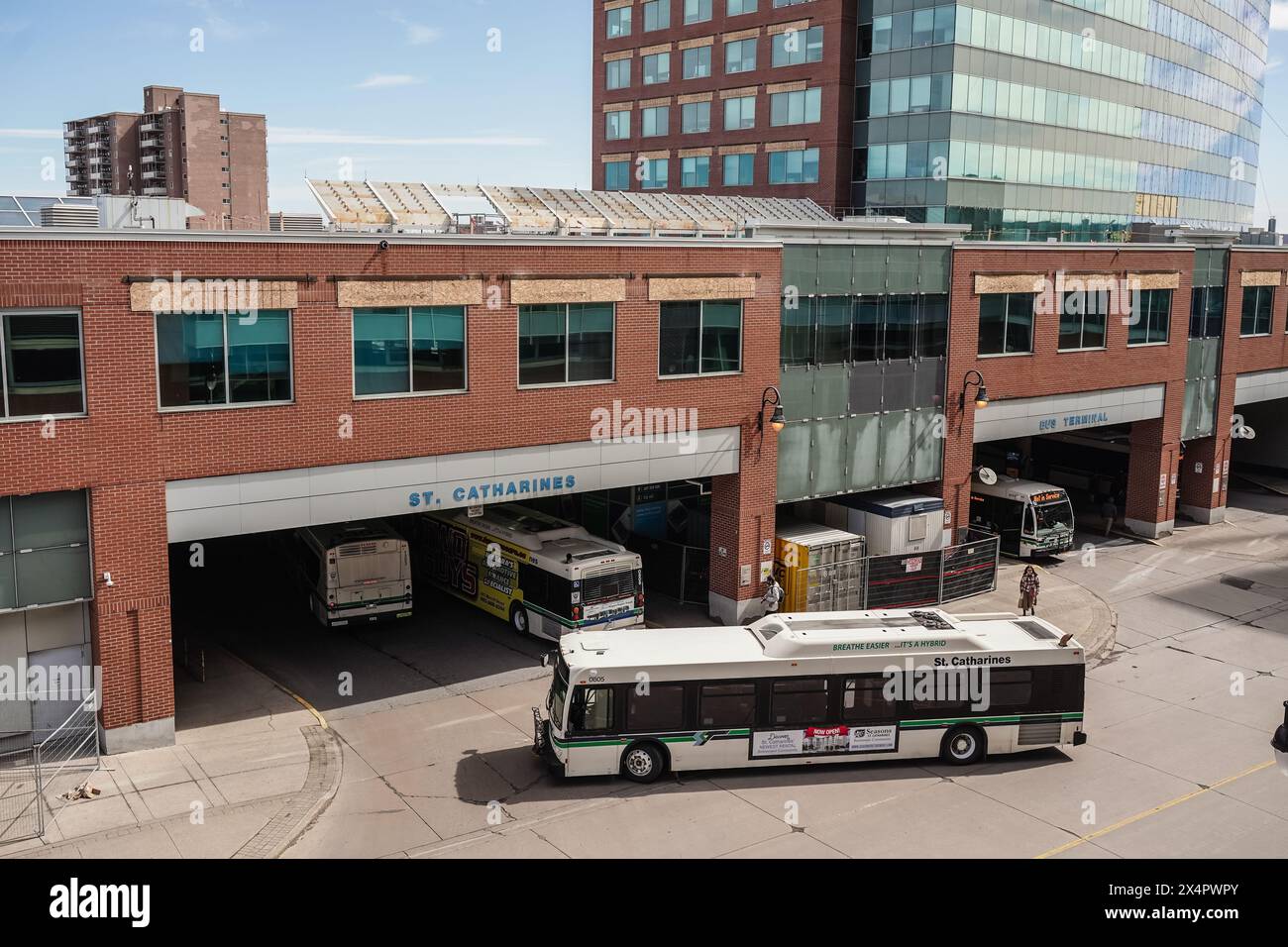 Niagara public transit bus terminal in St Catherines downtown Stock Photo