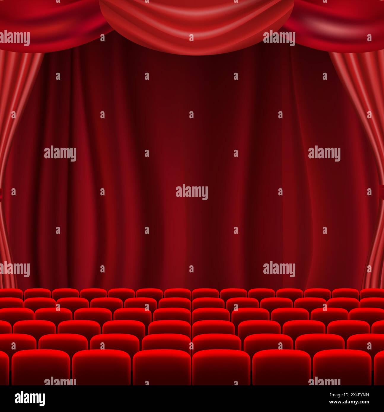 Cinema Screen With Curtains With Gradient Mesh, Vector Illustration Stock Vector