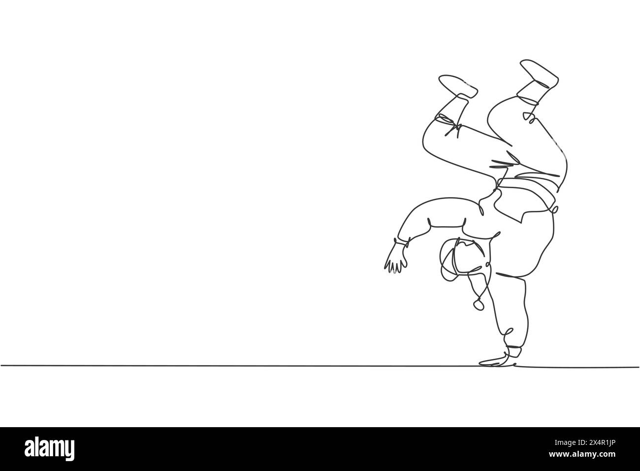 Single continuous line drawing of young energetic hip-hop dancer man on ...