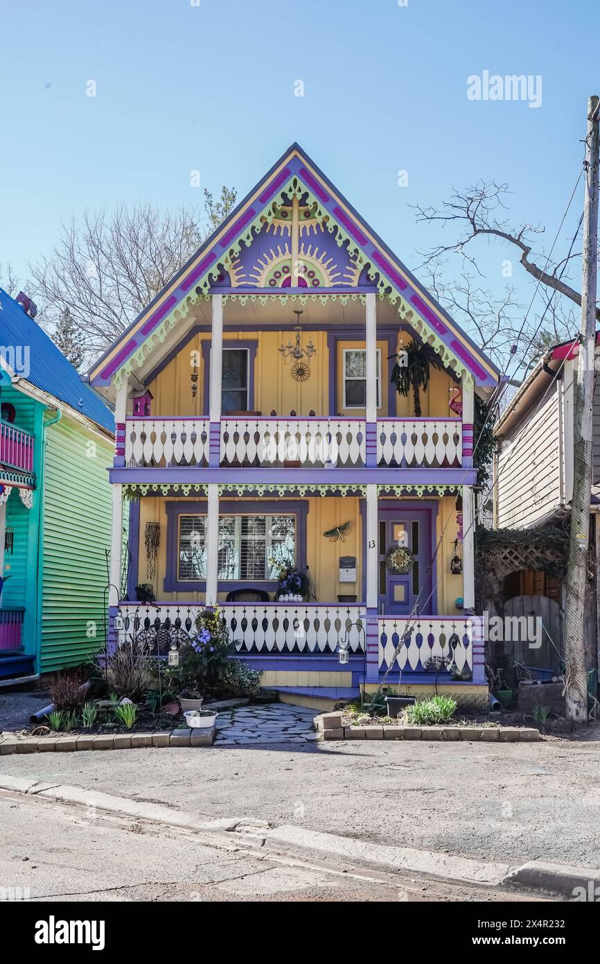 Colorful and decorated houses in Grimsby Ontario Canada, also known as