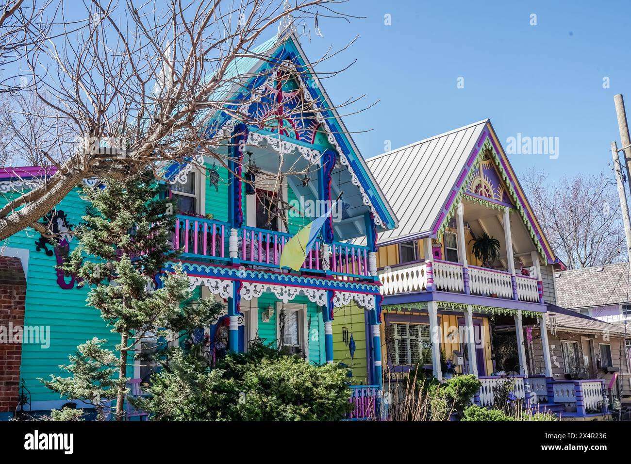 Colorful and decorated houses in Grimsby Ontario Canada, also known as