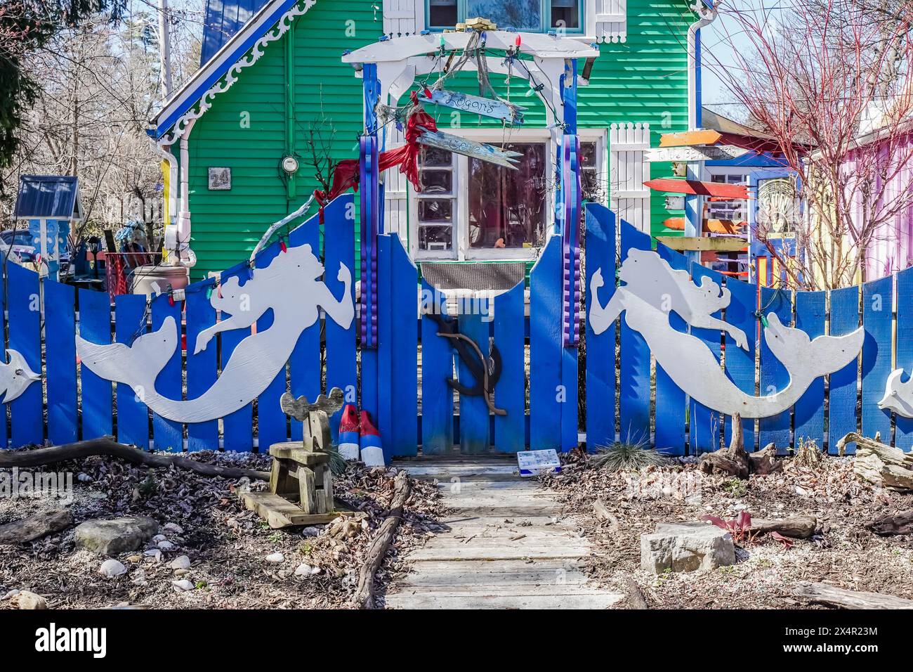 Colorful and decorated houses in Grimsby Ontario Canada, also known as