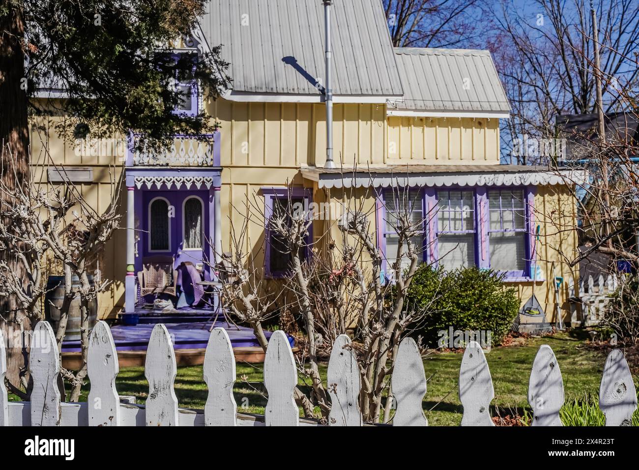 Colorful and decorated houses in Grimsby Ontario Canada, also known as