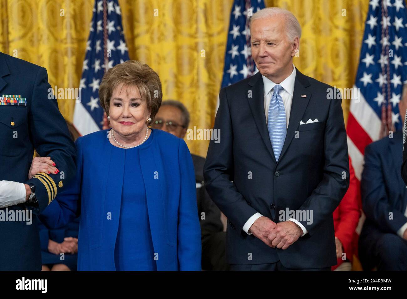 Washington, United States Of America. 03rd May, 2024. Washington, United States of America. 03 May, 2024. U.S President Joe Biden, stands with former Sen. Elizabeth Dole, left, before presenting her the Presidential Medal of Freedom during the awards ceremony at East Room of the White House, May 3, 2024 in Washington, DC The Presidential Medal of Freedom is the nation's highest civilian award. Credit: Cameron Smith/White House Photo/Alamy Live News Stock Photo