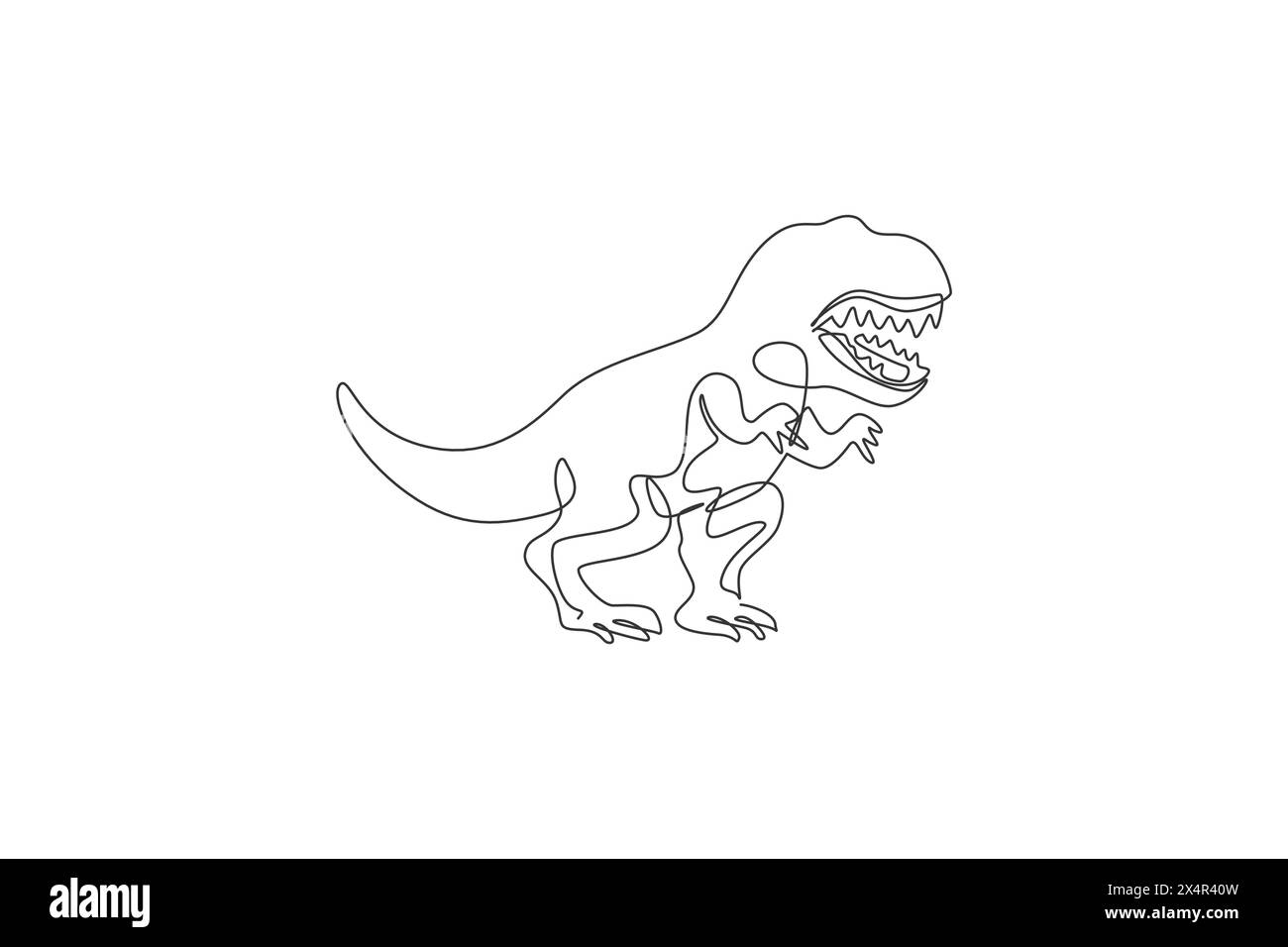 Single continuous line drawing of scary tyrannosaurus rex dinosaurs ...