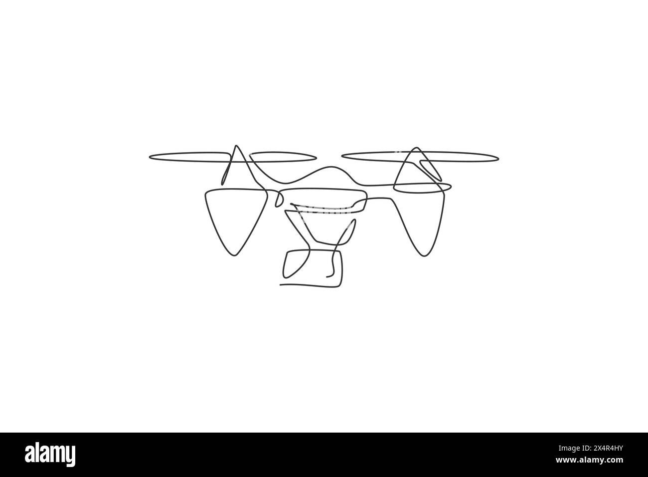 Single continuous line drawing of flying drone airplane, unmanned plane ...