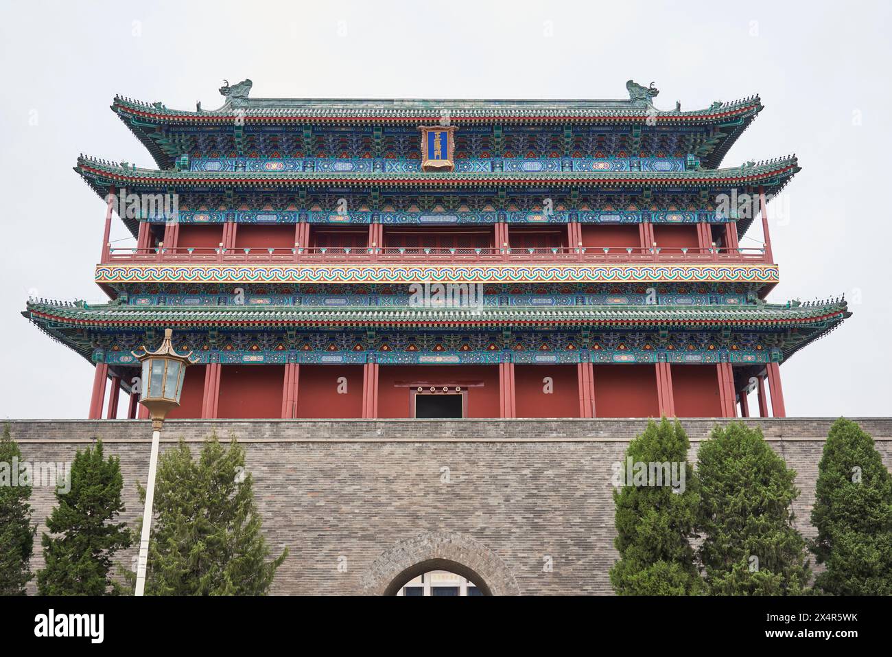 Archery tower of the historic Zhengyangmen gate in Qianmen street, located to the south of Tiananmen Square in Beijing, China on 19 April 2024 Stock Photo