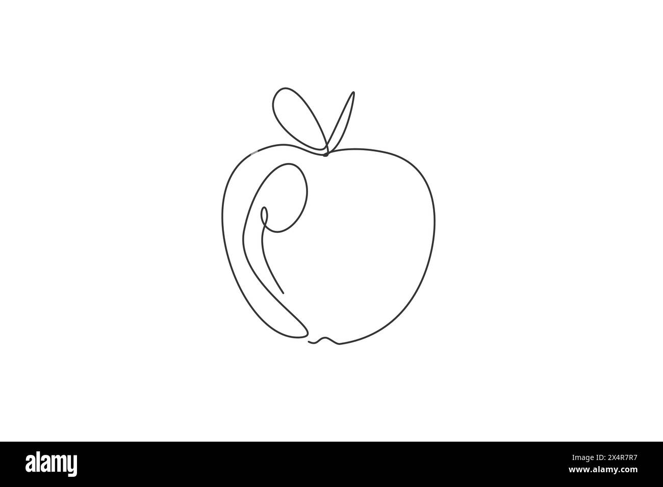 Single one line drawing of fresh apple fruit. Tropical fruit icon ...