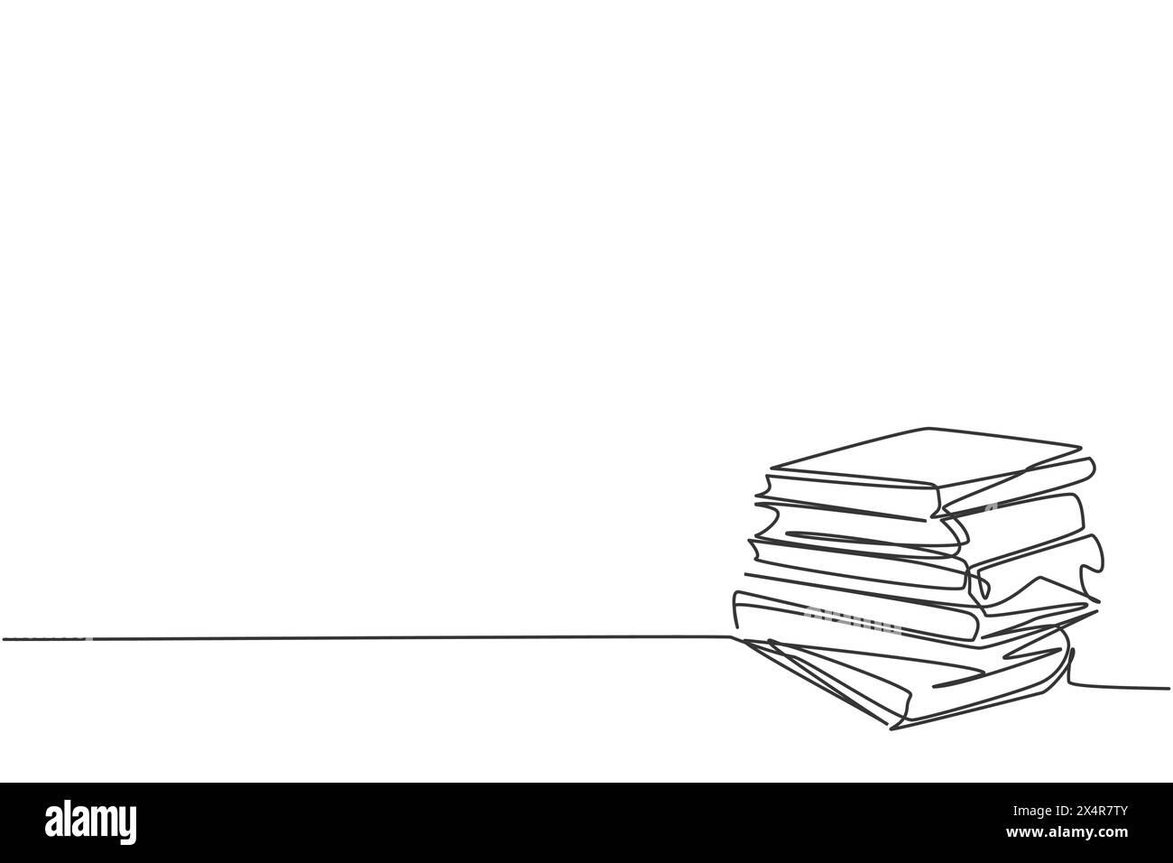 Single one line drawing of books stack. Pile of books icon silhouette ...