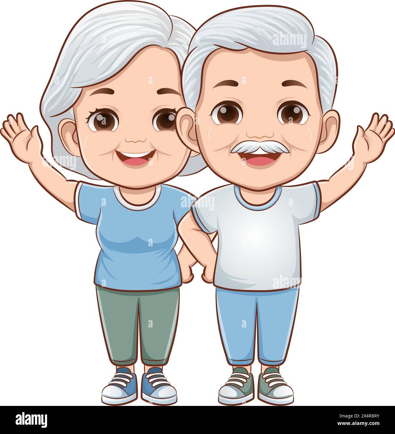 Old Couple, happy grandparents day concept illustration Stock Vector
