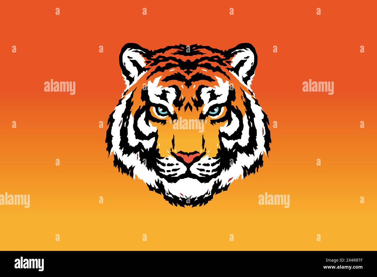 Illustration of Serious Tiger Head Stock Vector