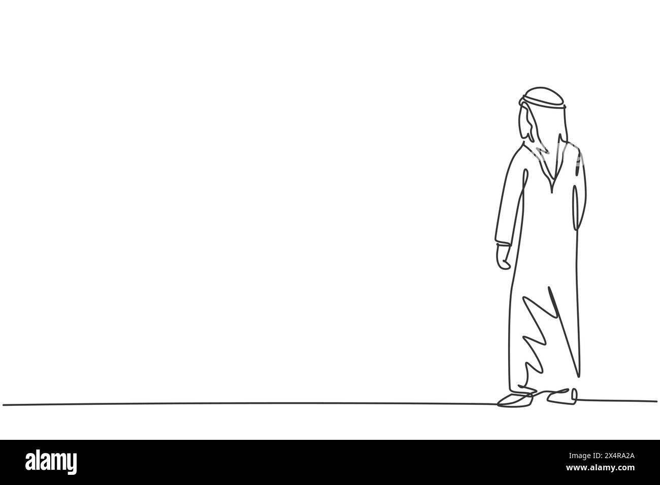 Single one line drawing of young Arabic businessman standing and ...