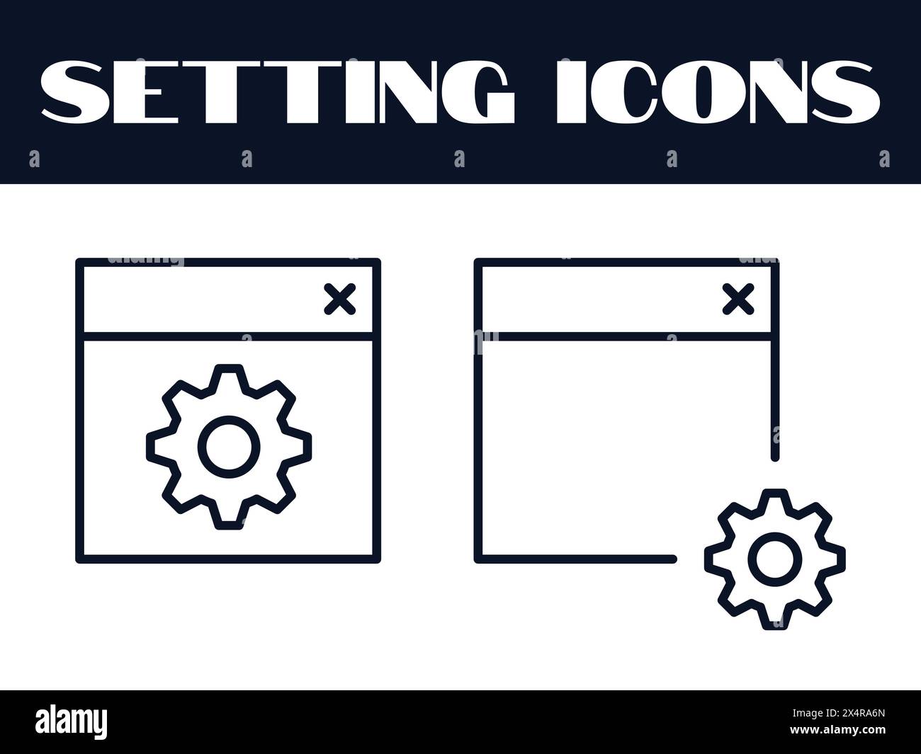 Setting Icons Set Vector. Setting Line Icons illustration. Setting Gears Icon. Stock Vector