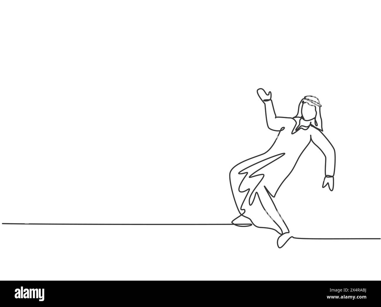 Single one line drawing of young Arabian business man dancing on the ...
