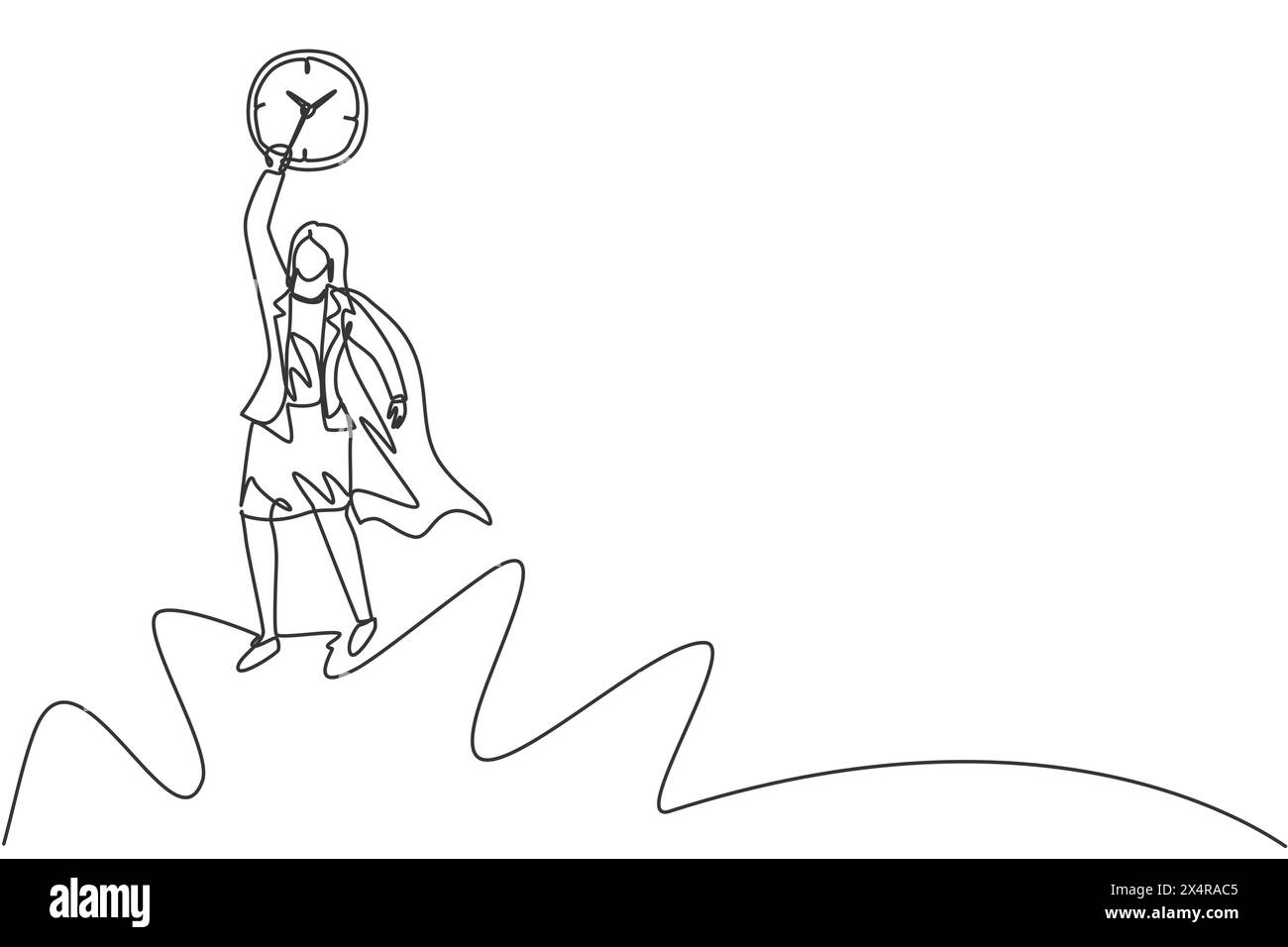 Continuous one line drawing young woman worker with wing flying to the ...
