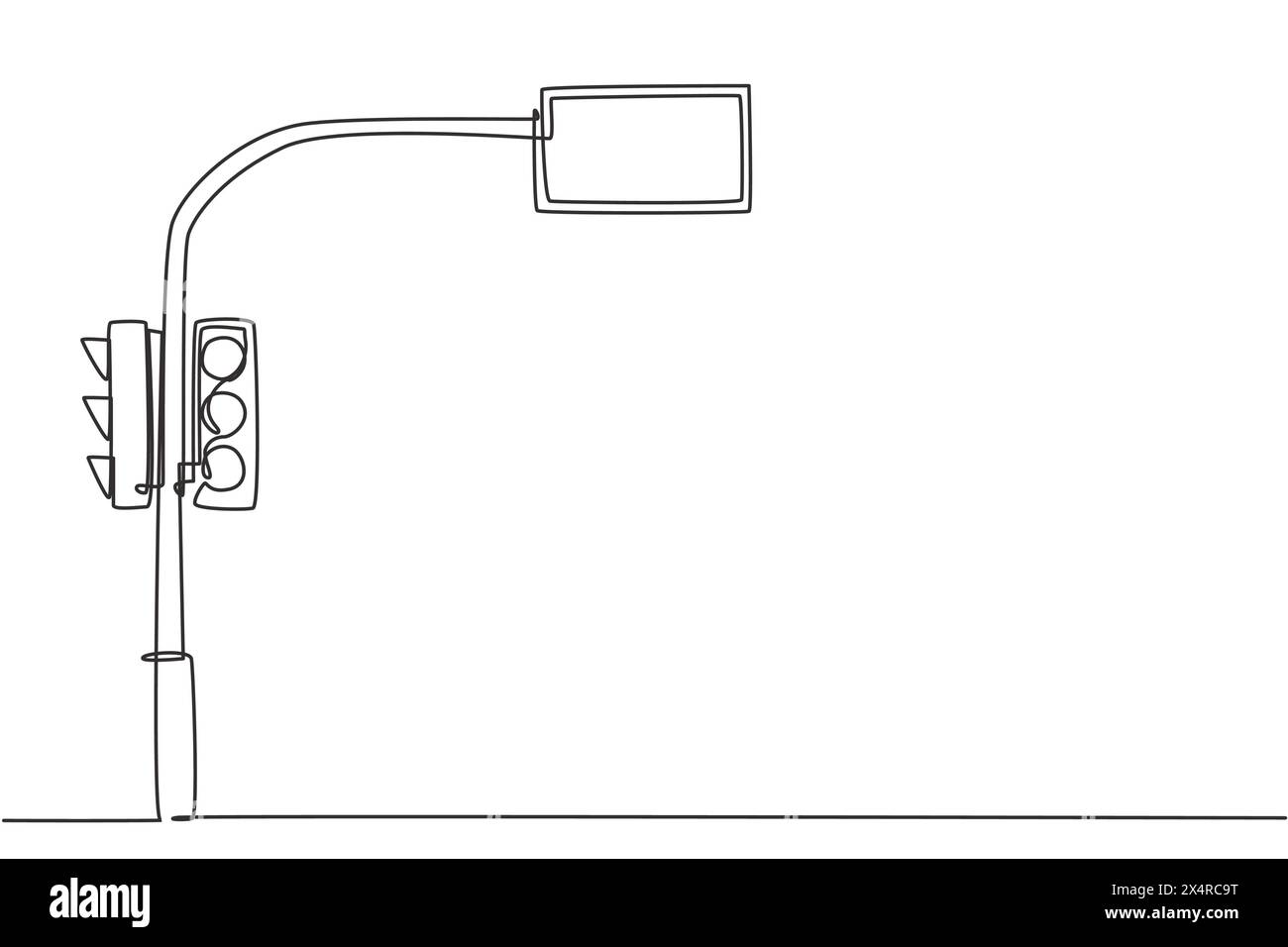 Single one line drawing of a traffic light that uses countdown time to inform road users of remaining stop time and road time. Modern continuous line Stock Vector