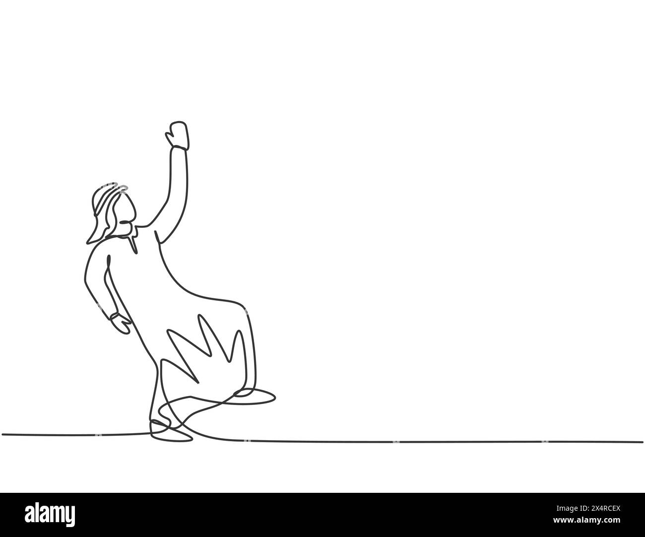 Single one line drawing of young Arabian business man swinging on the ...