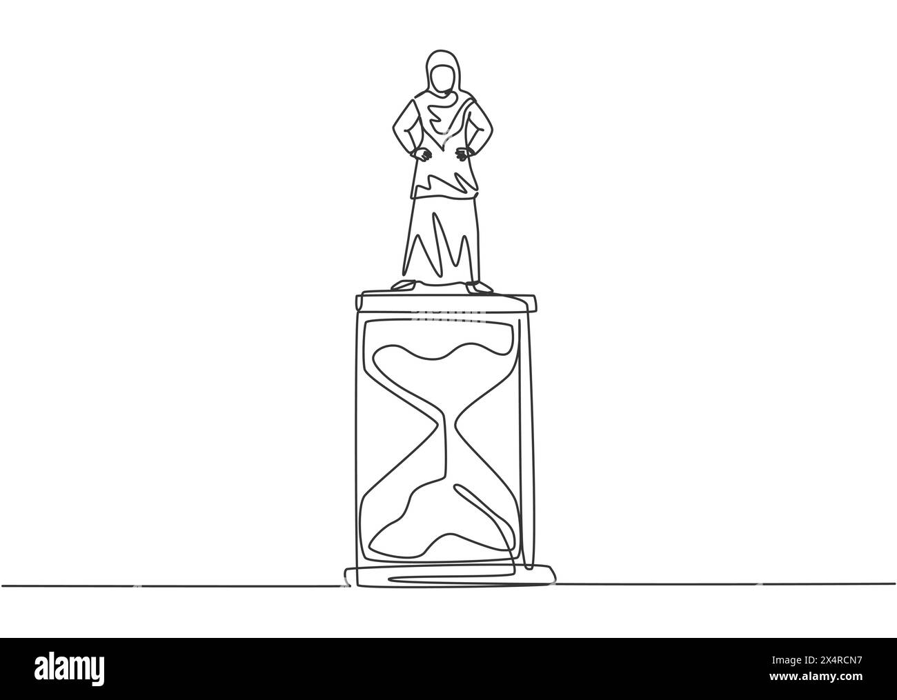 Single one line drawing of young Arabian business woman standing above ...