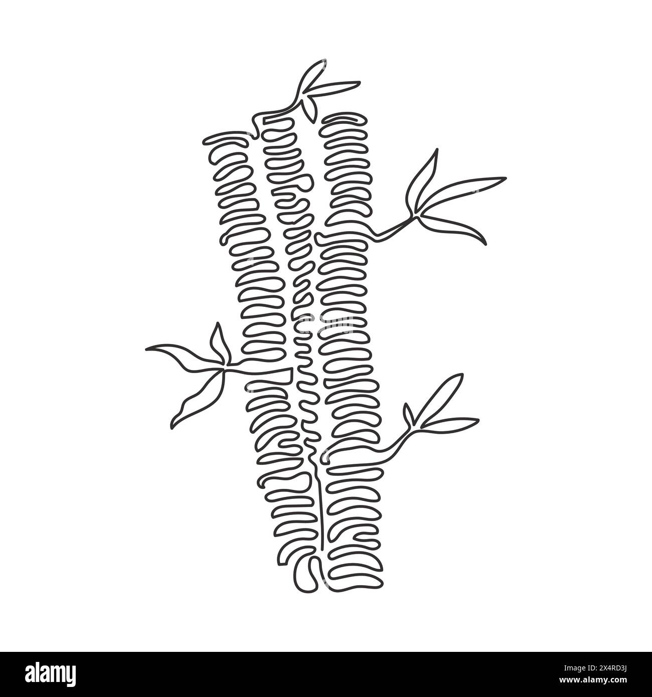 Continuous one line drawing bamboo trees for plantation logo identity