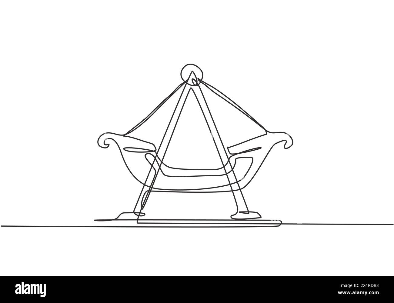 Single one line drawing of small swing boat in an amusement park which