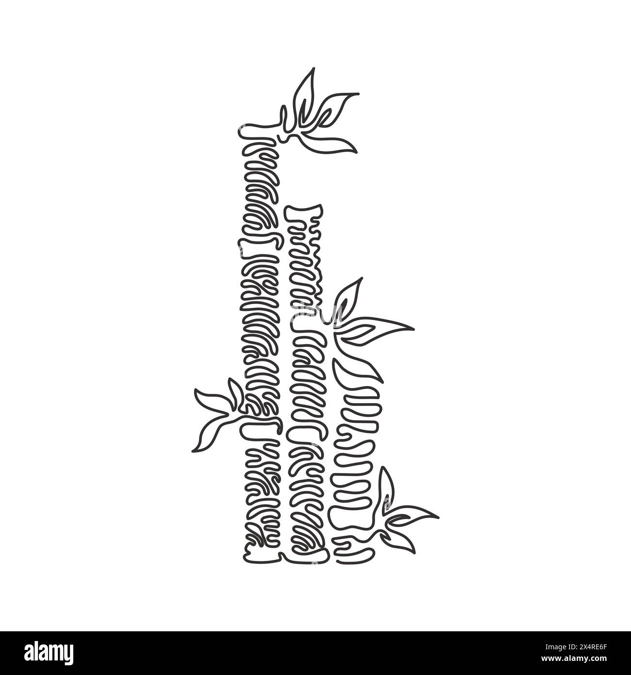 Single one line drawing bamboo trees for plantation logo identity