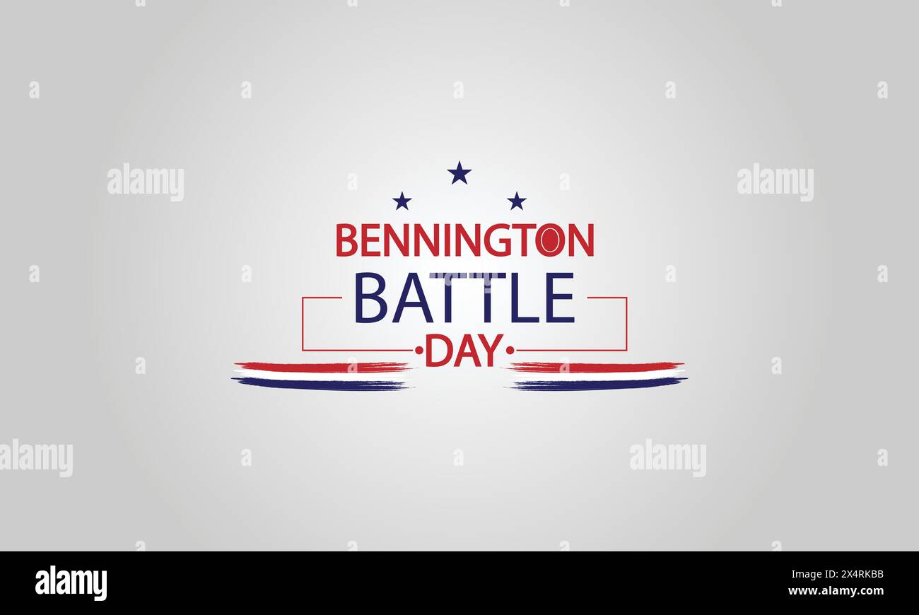 Honoring History Bennington Battle Day Text with USA Flag Design Stock Vector