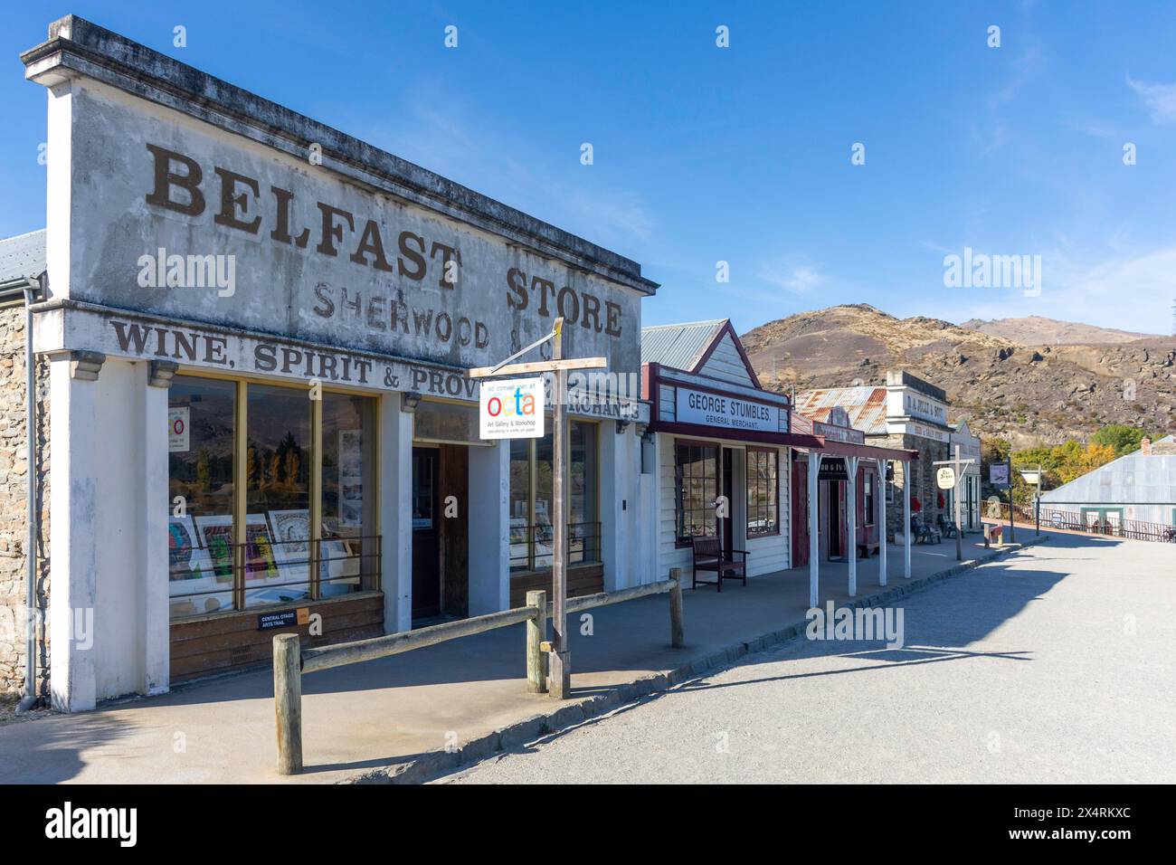 Historic shopfronts, Cromwell Heritage Precinct, Melmore Terrace, Cromwell (Tirau), Central Otago, Otago, New Zealand Stock Photo
