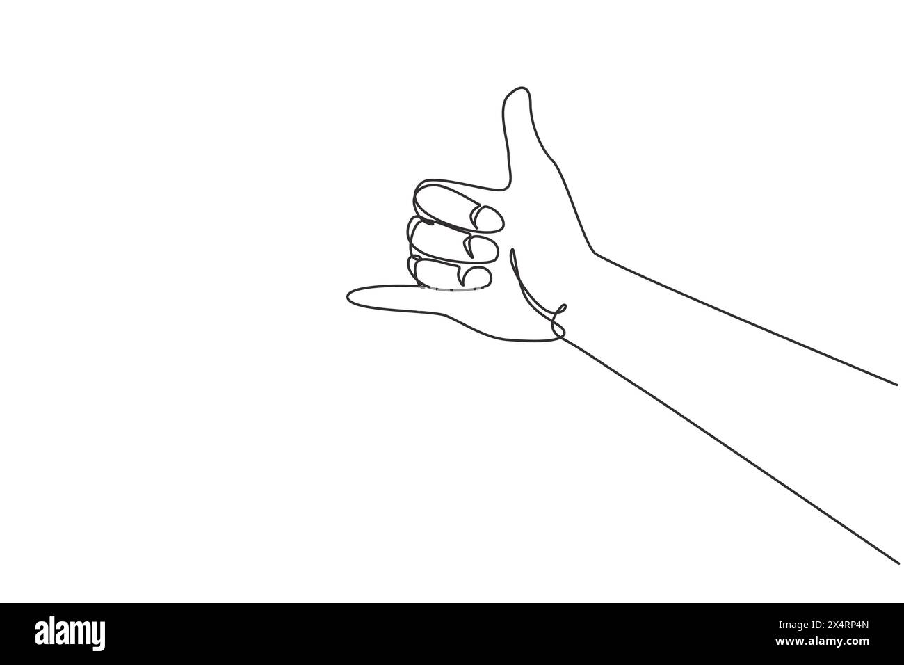 Single continuous line drawing shaka sign gesture. Hawaiian hand sign ...