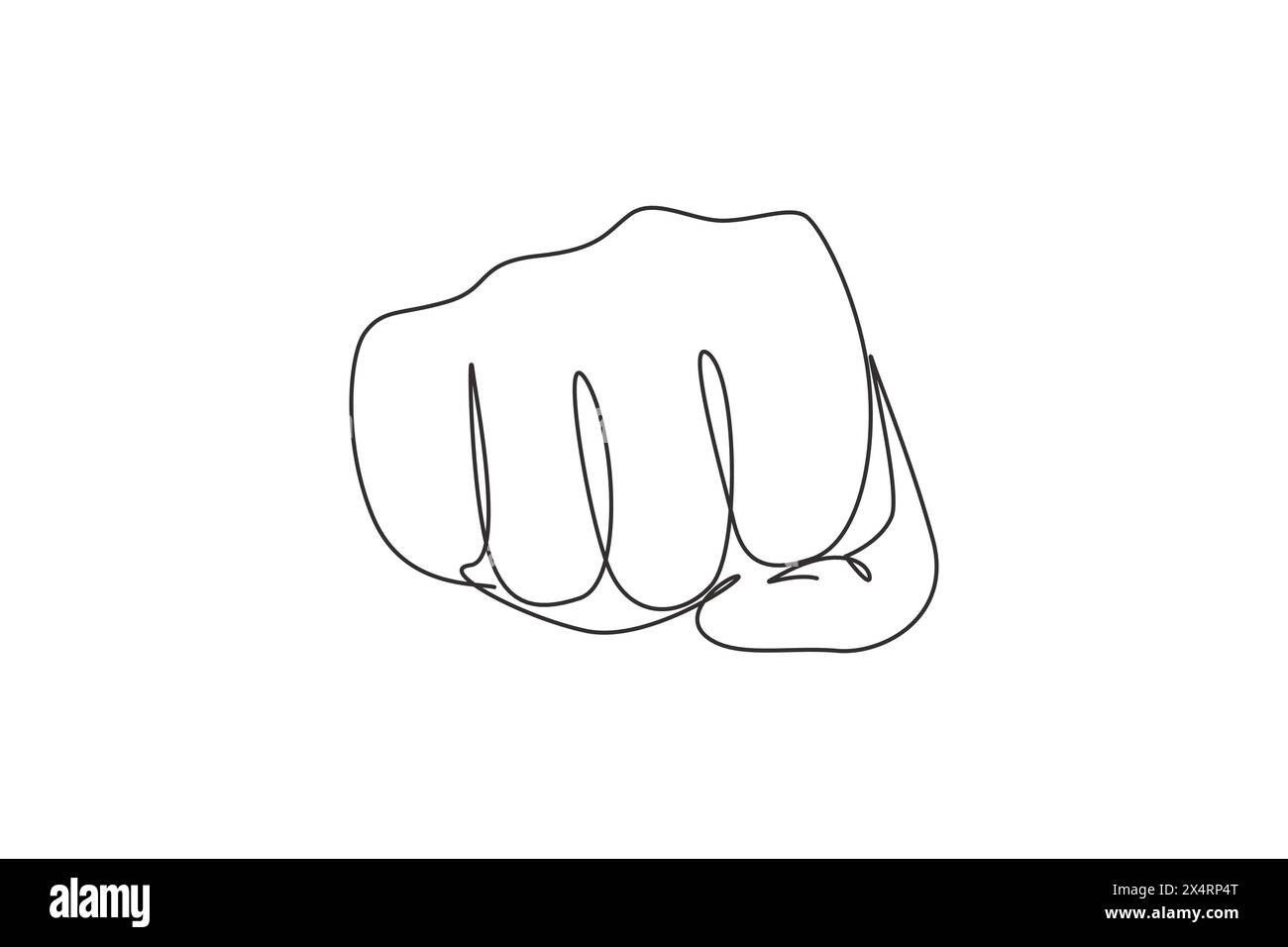 Continuous one line drawing punch fist hand gesture. Sign or symbol of power, hitting, attack, force. Communication with hand gestures. Nonverbal sign Stock Vector