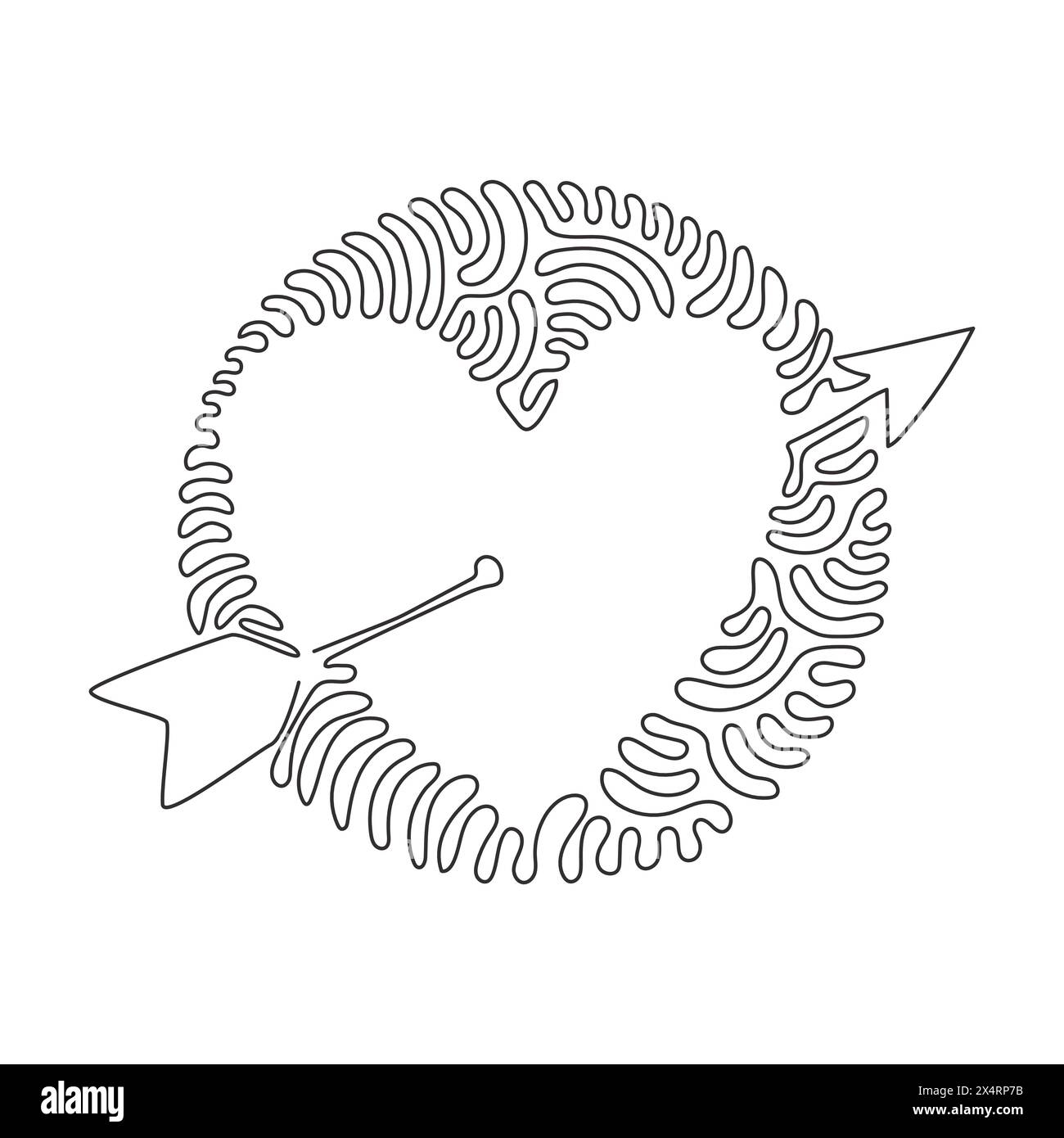 Continuous one line drawing heart with arrow icon doodle style. Vector ...