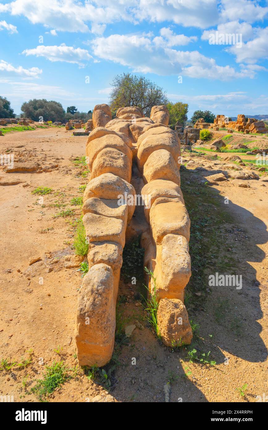Telamone statue, Valley of Temples, Agrigento, Sicily, Italy Stock Photo