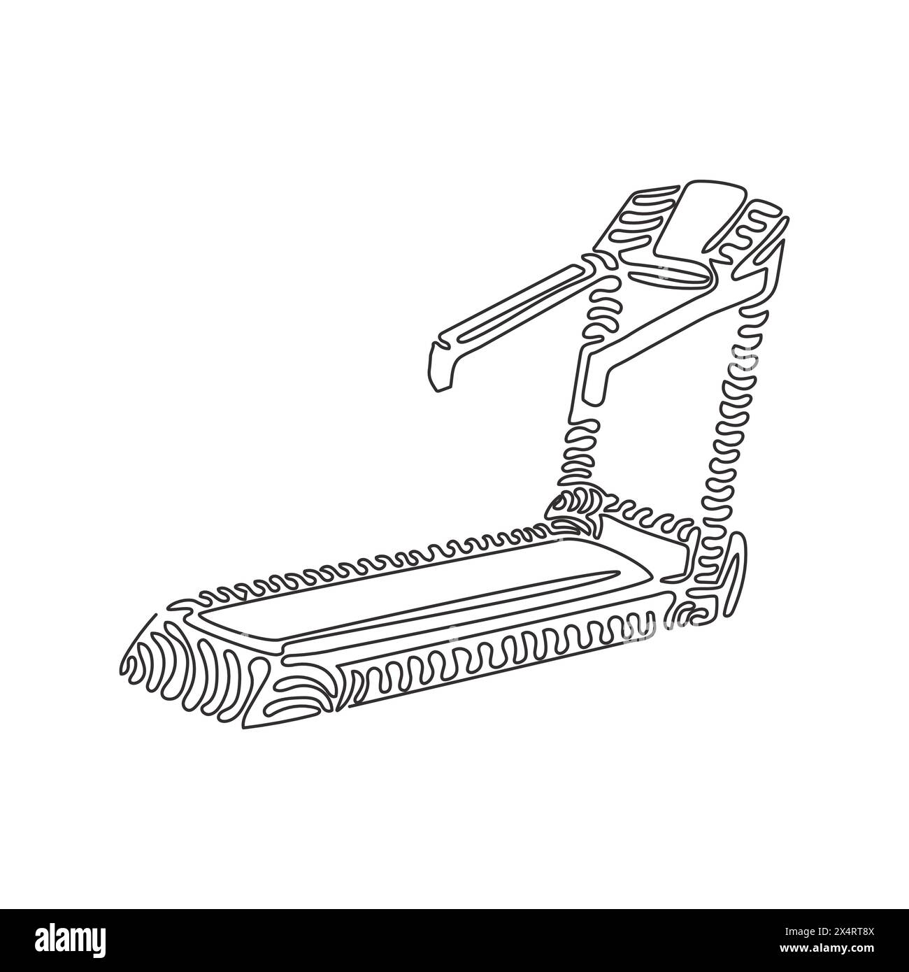 Continuous one line drawing professional treadmill with incline. Sports