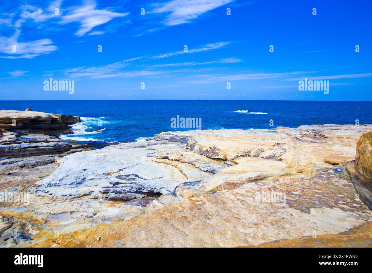 Senjojiki - A Thousand Tatami Mats in Shirahama, Wakayama, Japan. Stock Photo