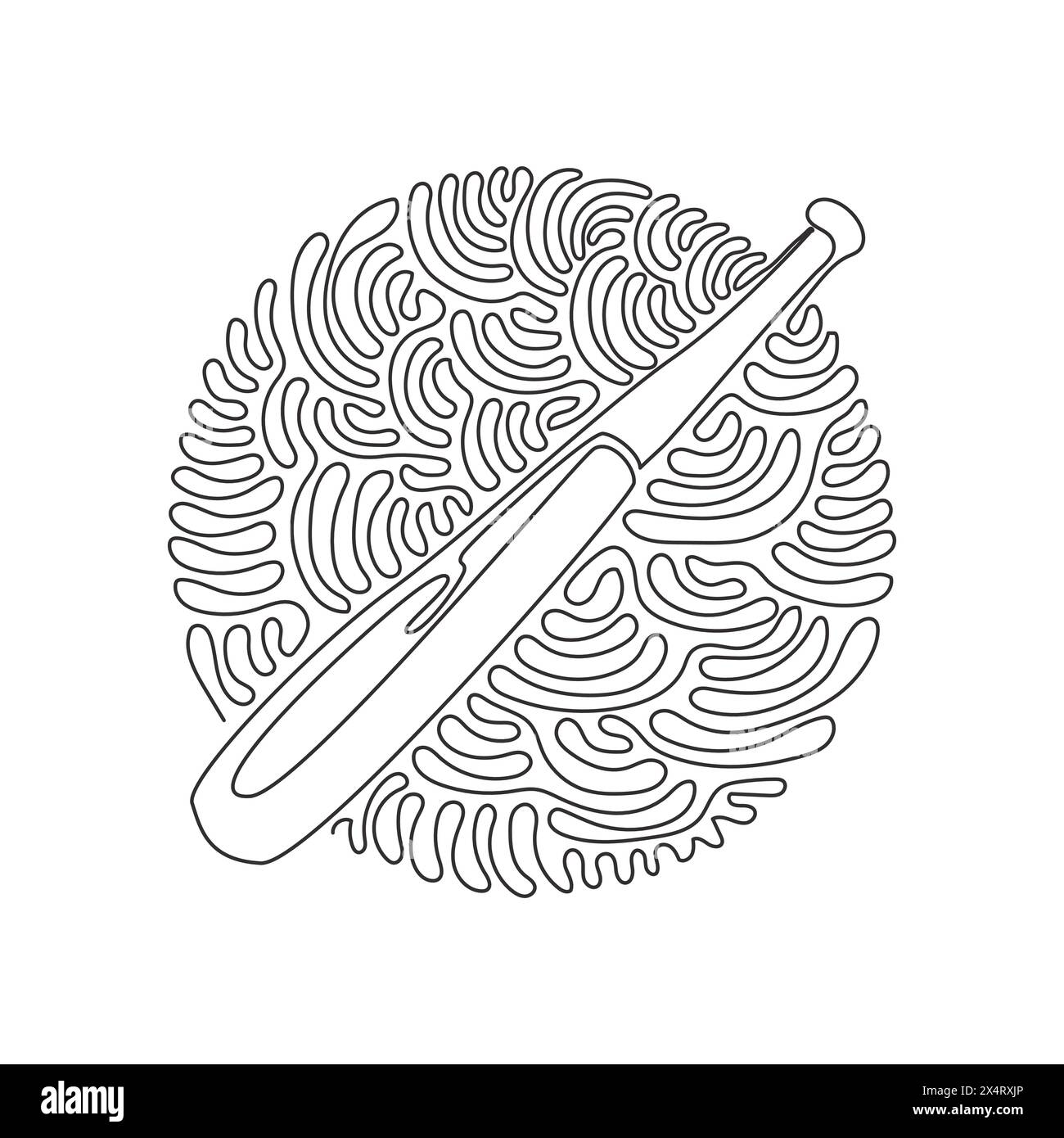 Single continuous line drawing wooden baseball bat. American sport game