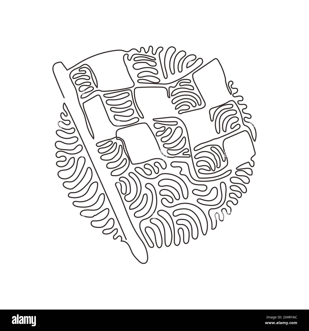 Single continuous line drawing flag icon. Racing sign. Checkered racing ...