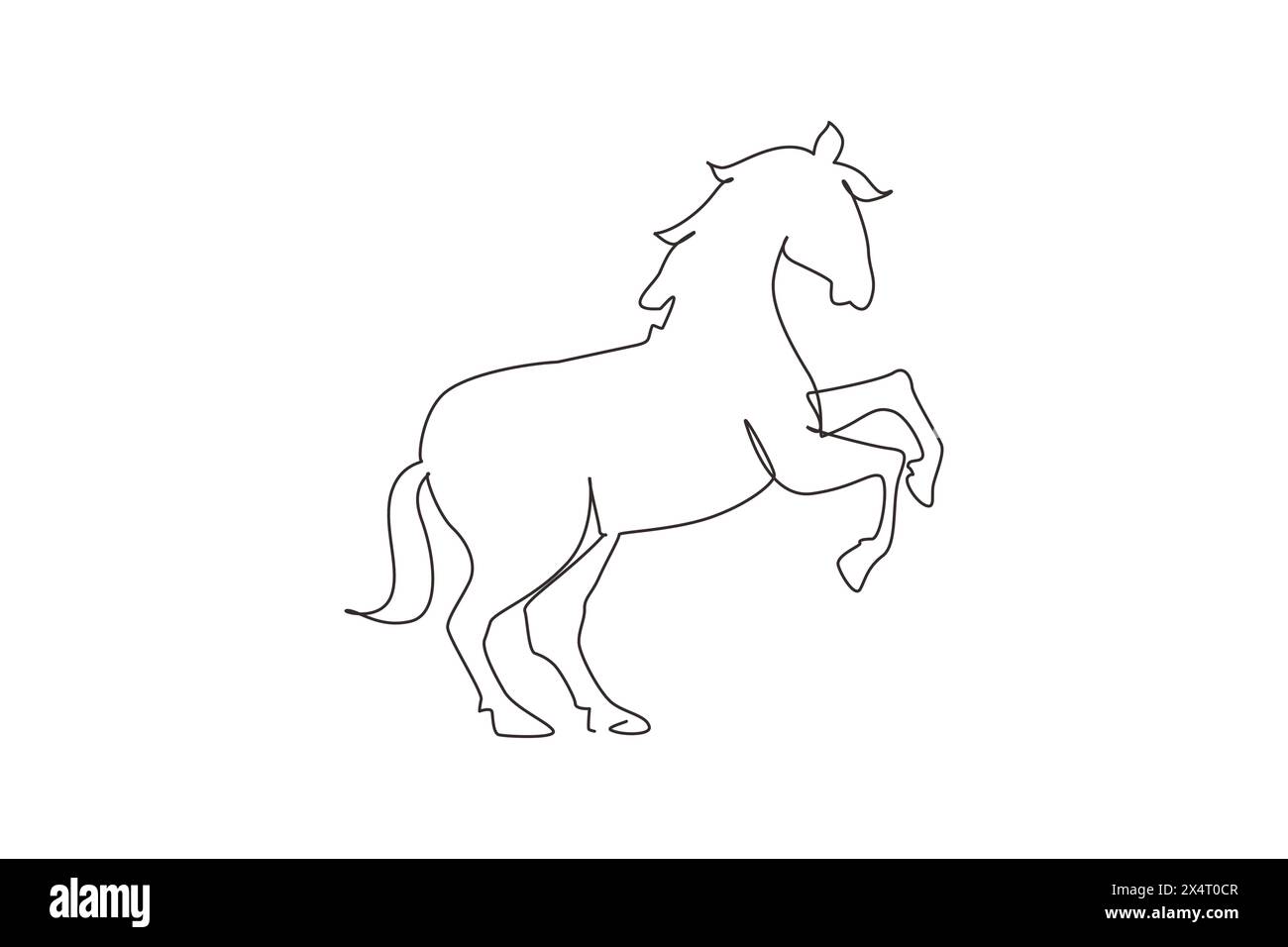 Single continuous line drawing proud white horse walks gracefully with its front hoof forward. Wild mustang gallops in free nature. Strong animal masc Stock Vector