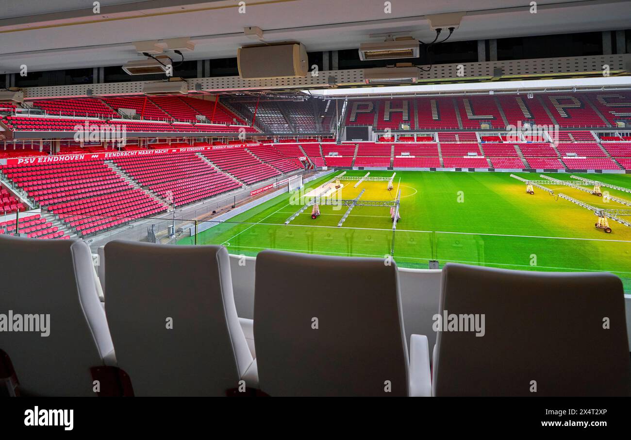 Pitch view from the VIP loge at Philips Stadion - the official arena of FC PSV Eindhoven Stock Photo