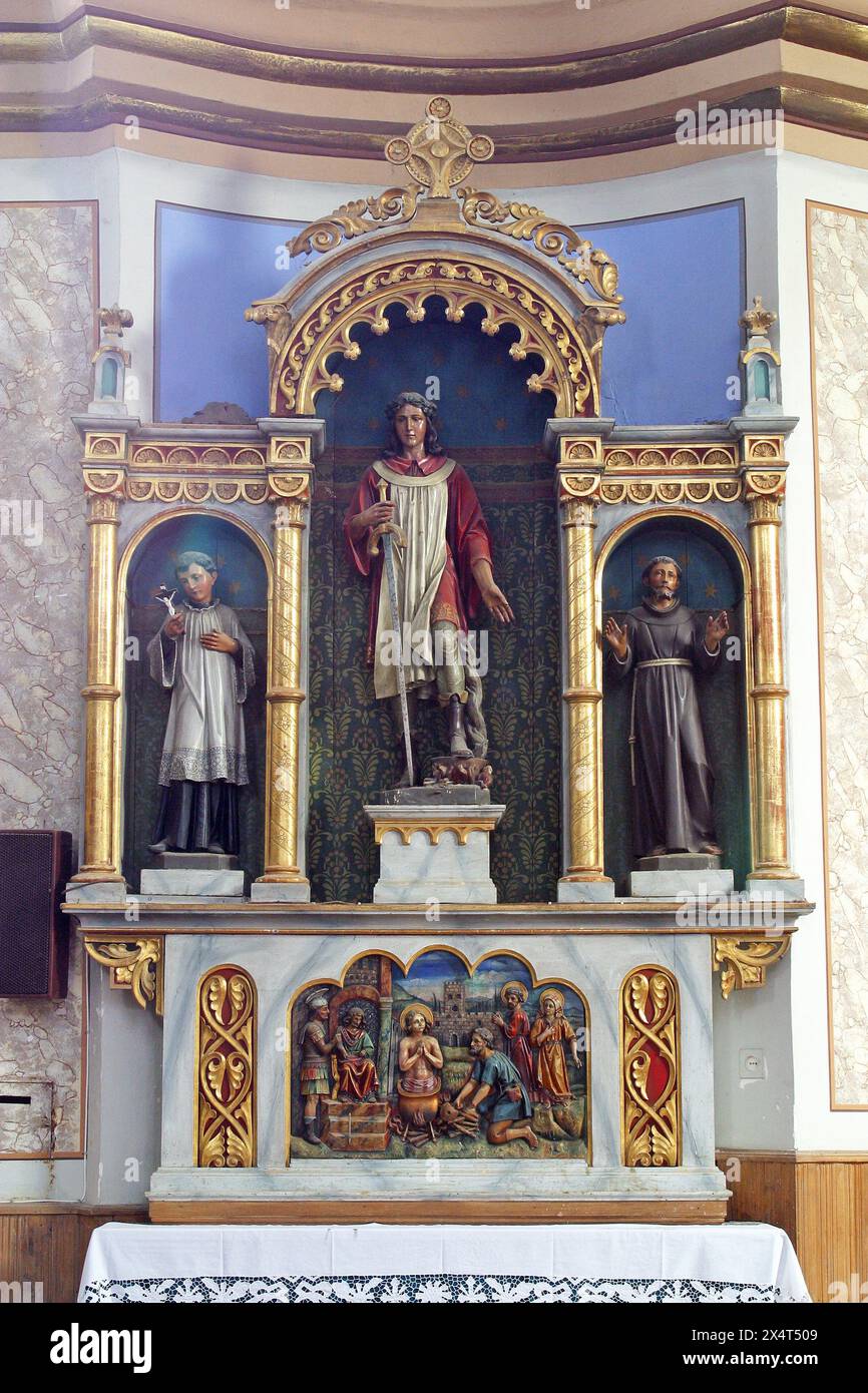 Altar of Saint Vitus in the parish church of Saint Mary Magdalene in Sopje, Croatia Stock Photo