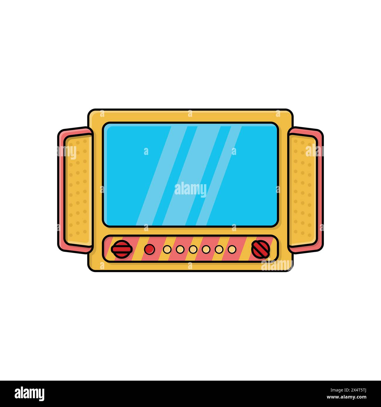 Retro videogame cartoon style illustration of retro videogame console vector icon for web design and technology industry theme Stock Vector