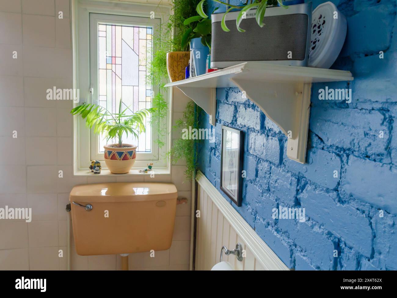 Belfast, County Down, Northern Ireland April 16 2024 - Bathroom shelf ...