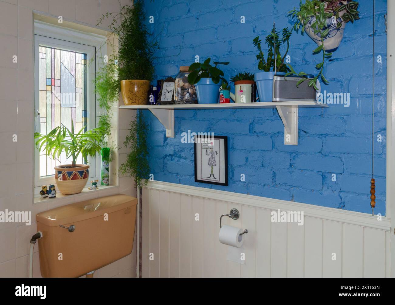 Belfast, County Down, Northern Ireland April 16 2024 Bathroom shelf