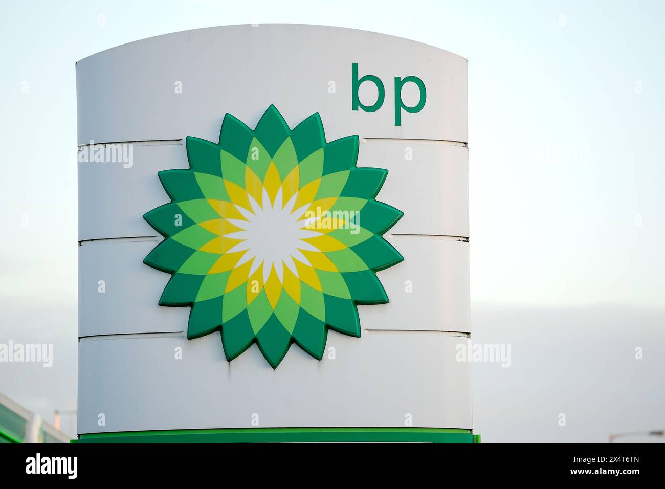 File photo dated 07/02/23 of the sign for a BP filling station on Spekehall Road in Liverpool, Merseyside. BP is expected to announce slowing profits and revenues for the first quarter of 2024, as it wrestles with lower oil prices and weaker refining margins than this time last year. The oil super major will give its latest quarterly results in an update on May 7, with profit expected to come in at £5.07 billion, lower than the £6.79 billion at the same point in 2023. Issue date: Tuesday May 7, 2024. Stock Photo