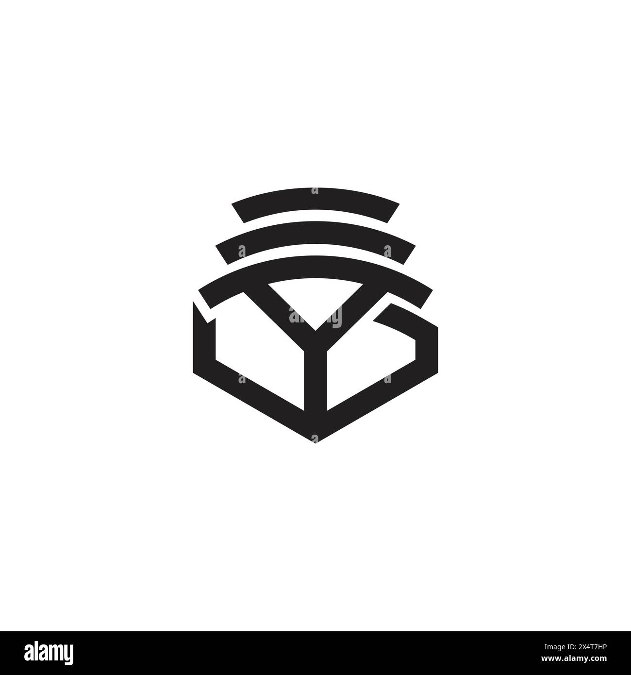 letter gy stripes construction logo vector Stock Vector