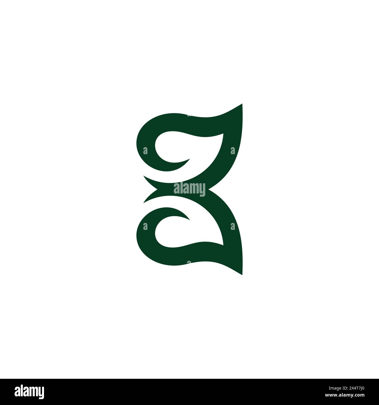 letter k green curves linear geometric logo vector Stock Vector