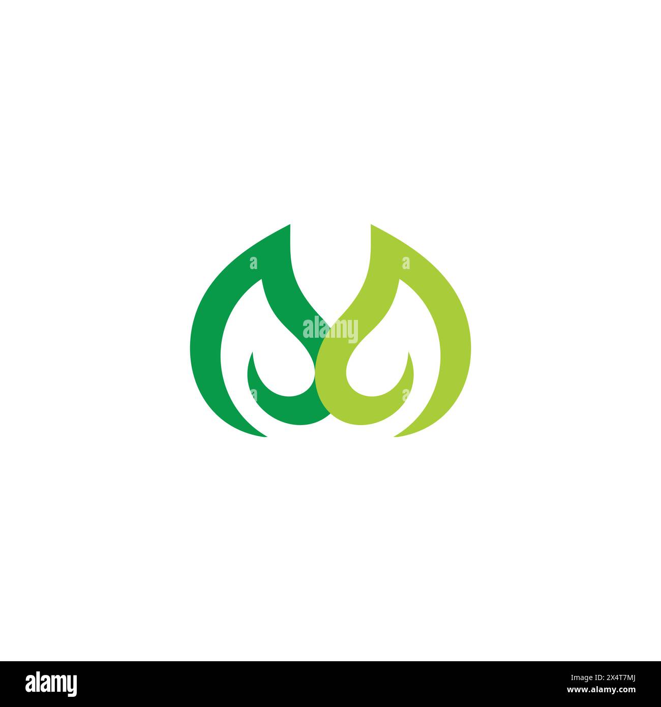 letter m linked leaf green logo vector Stock Vector