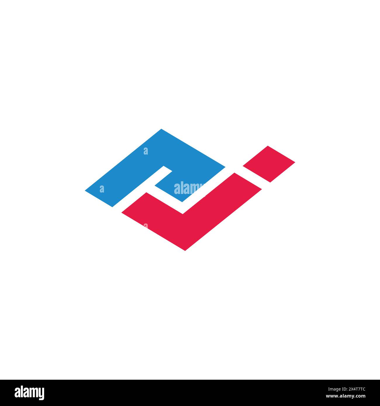 letter rj simple linked colorful geometric logo vector Stock Vector