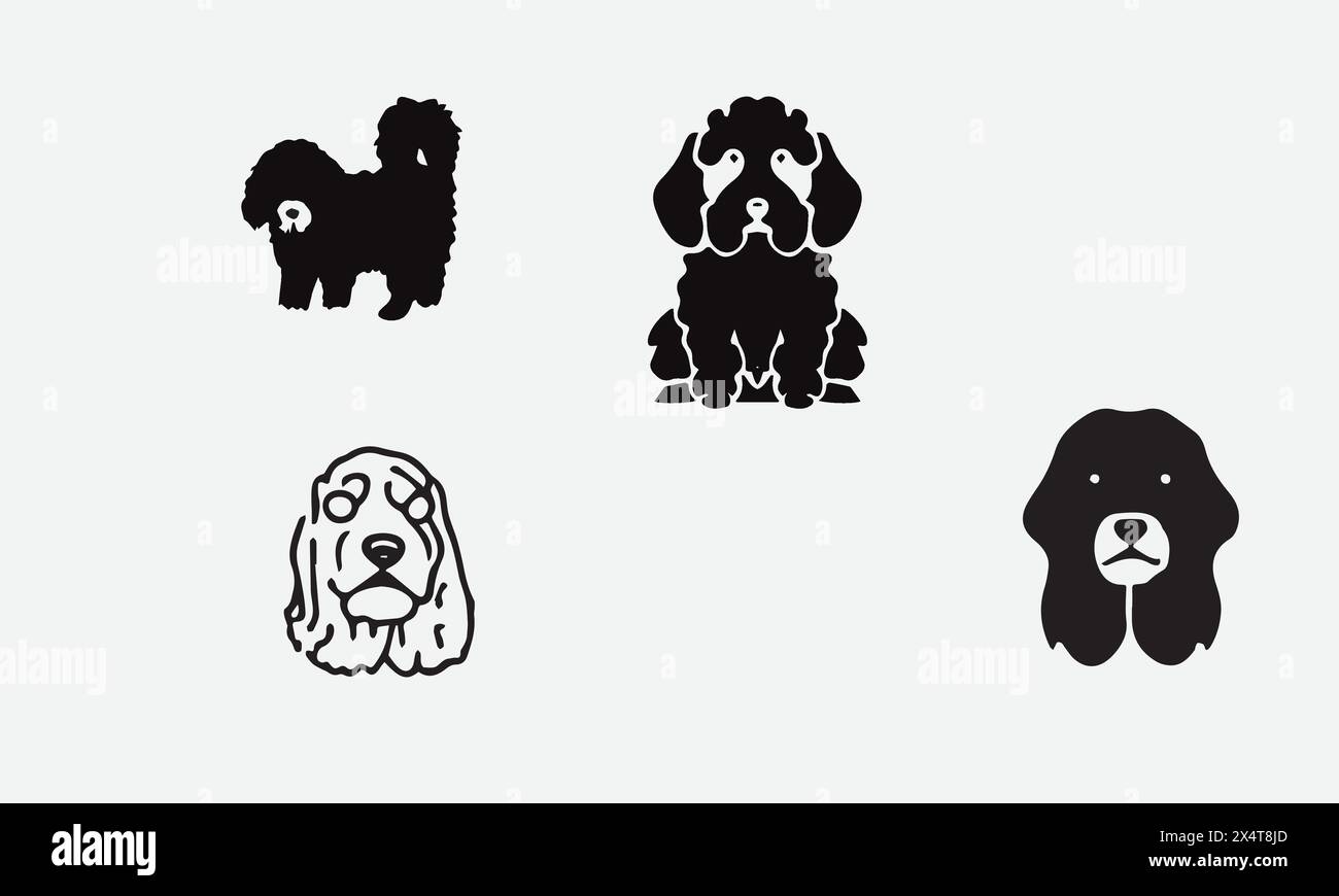 Illustration Bernedoodle dog Black icon design Stock Vector
