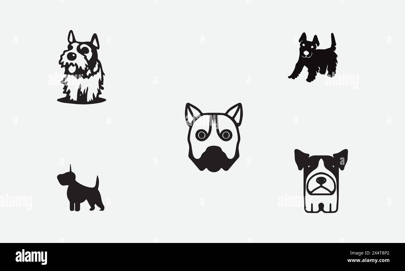 Illustration Boglen Terrier dog Black icon design Stock Vector